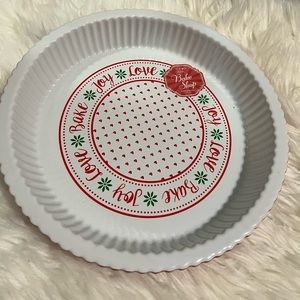Rare Ciroa Vintage Christmas Stoneware Pie Dish